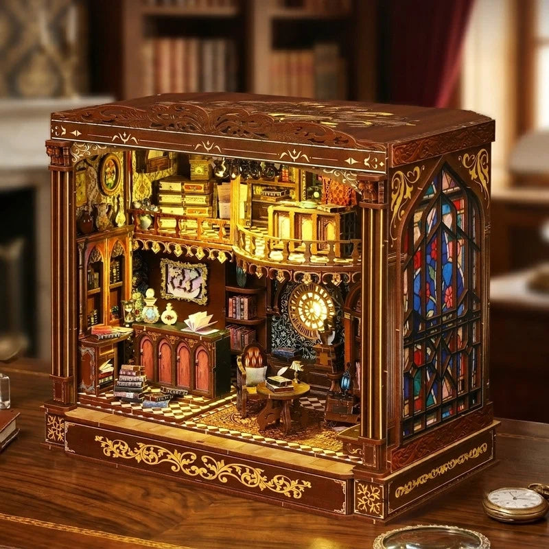 Ugeargeek Vintage Library DIY Wooden Book Nook Kit