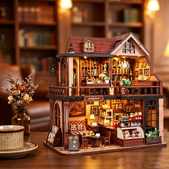 Ugeargeek Nolen Book Café DIY Wooden Miniature House Kit
