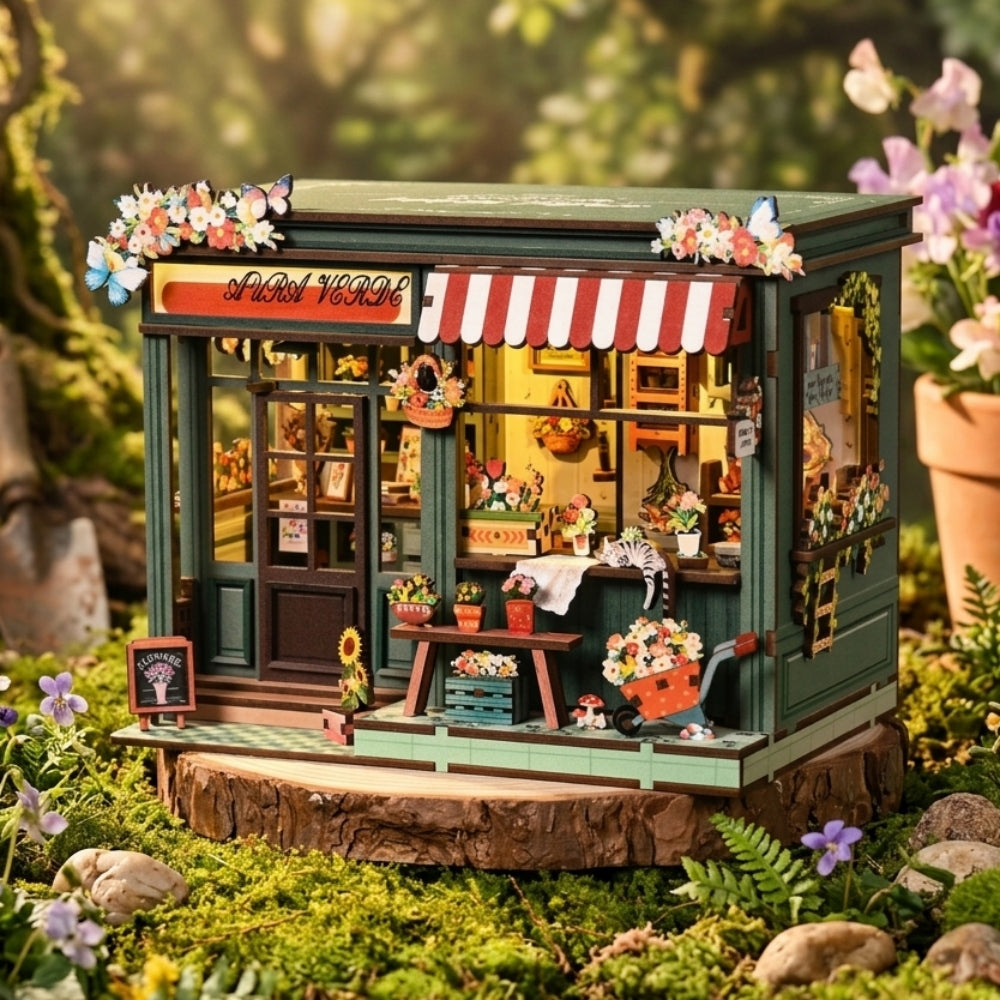 Ugeargeek DIY Miniature Flower Shop Dollhouse Kit