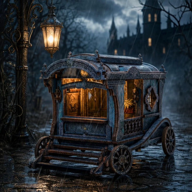 Gothic Caravan Midnight Traveler 3D Wooden Puzzle Diorama