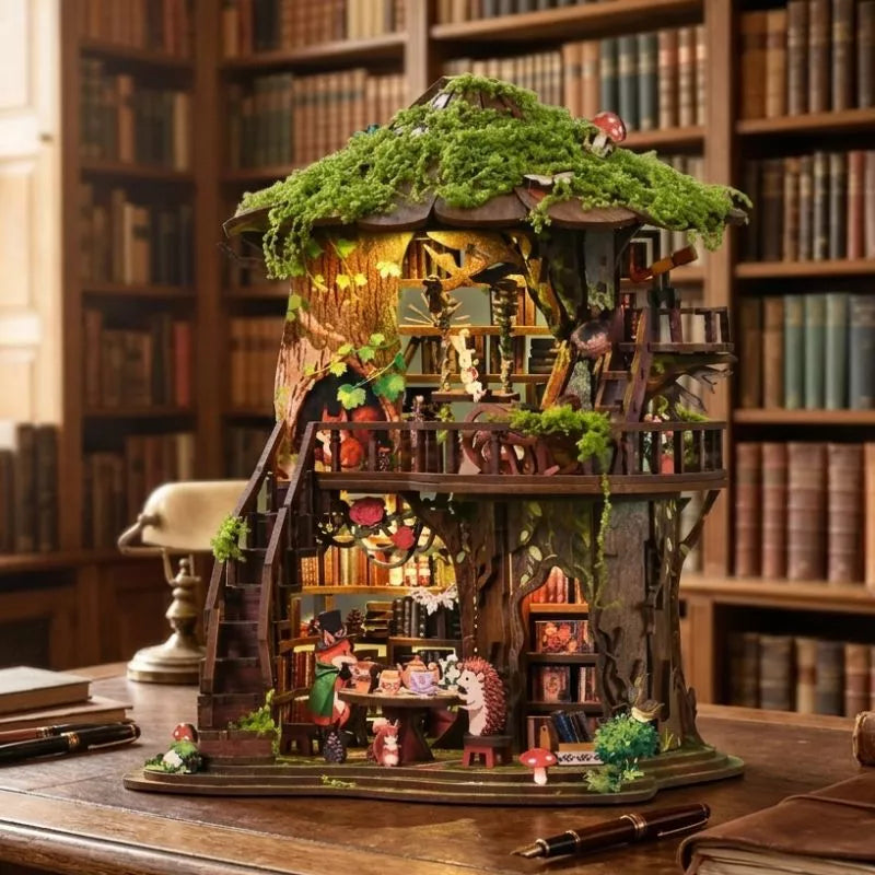 Magic Treehouse Library DIY Wooden Miniature Book Nook Kit