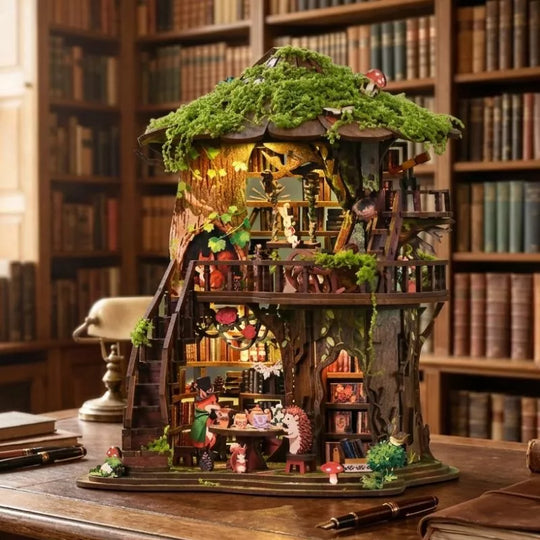 Magic Treehouse Library DIY Wooden Miniature Book Nook Kit
