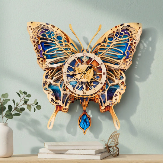 Ugeargeek Wooden Puzzle Wall Clock Series - Butterfly