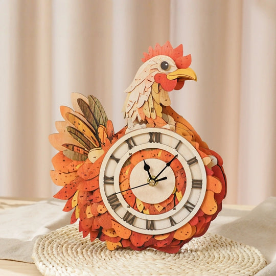 Ugeargeek Wooden Puzzle Wall Clock Series - Hen
