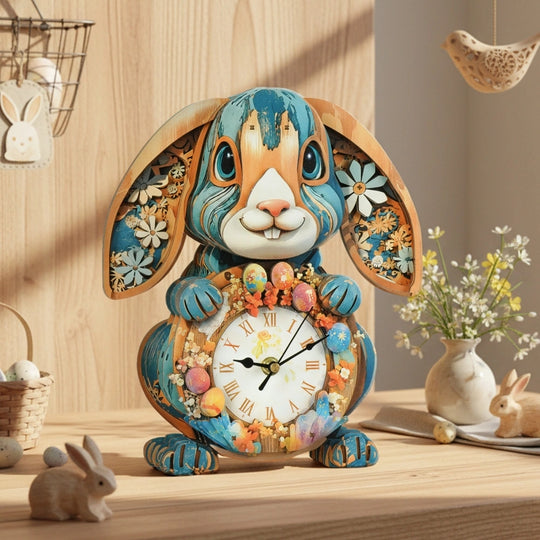 Ugeargeek Wooden Puzzle Wall Clock Series - Easter Bunny