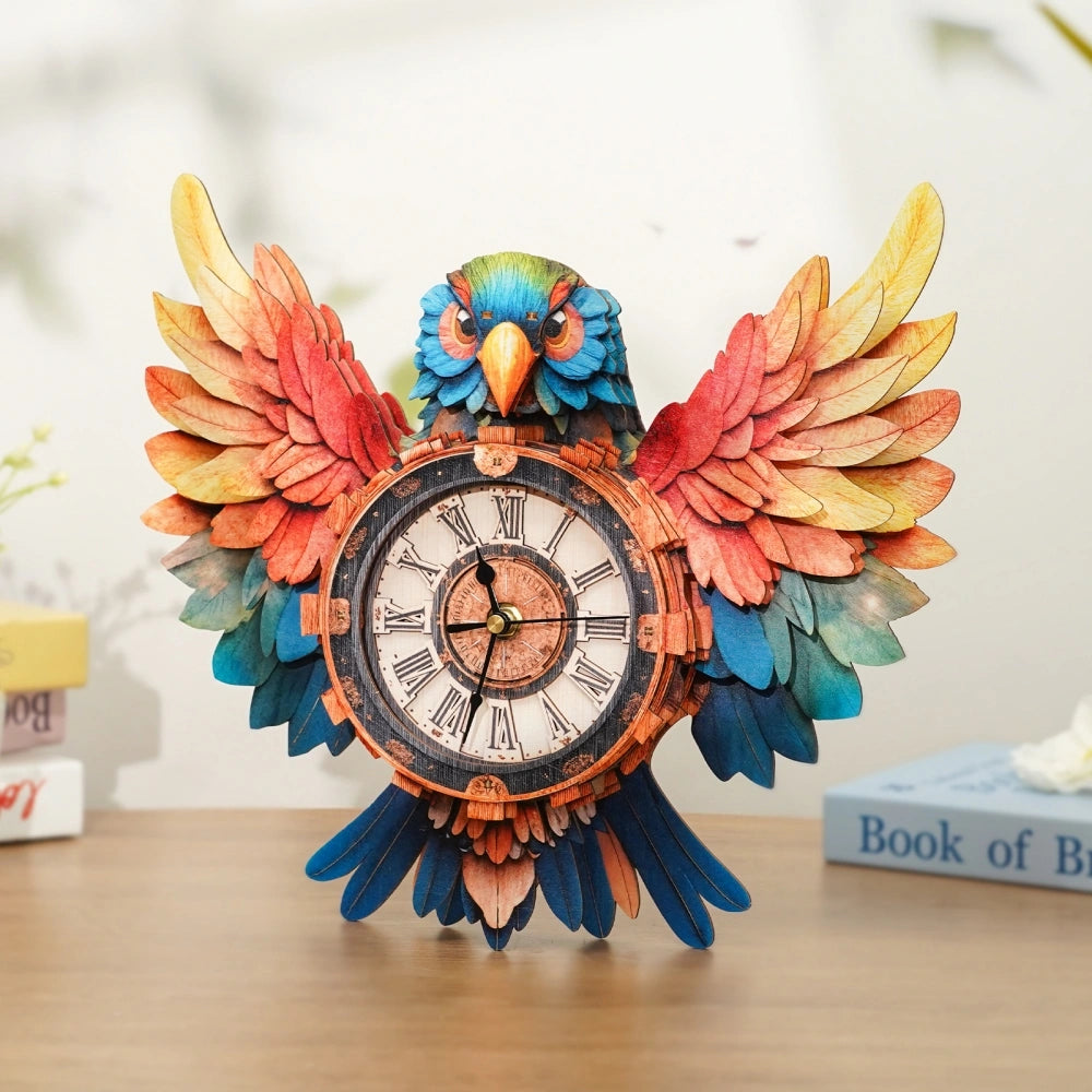Ugeargeek Wooden Puzzle Wall Clock Series - Parrot