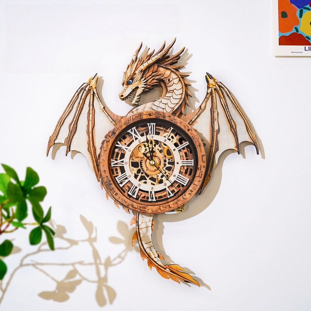 Ugeargeek Wooden Puzzle Wall Clock Series - Dragon