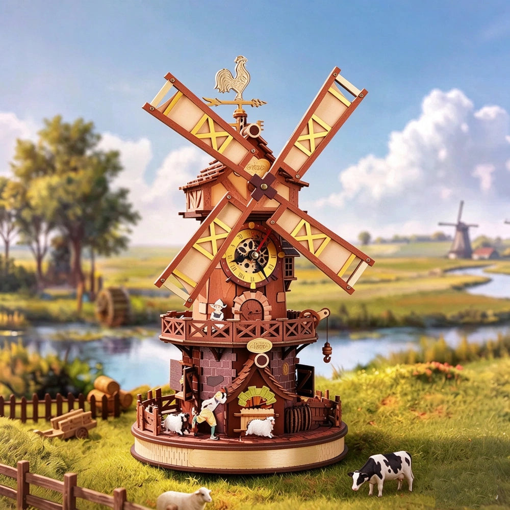 Windmill Cottage Clock Mechanical Model
