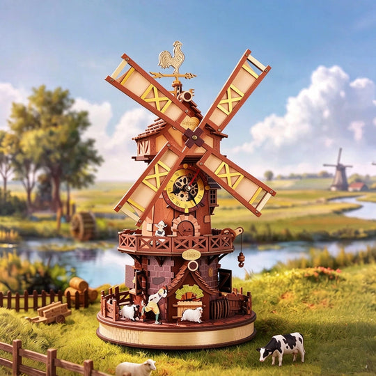 Windmill Cottage Clock Mechanical Model