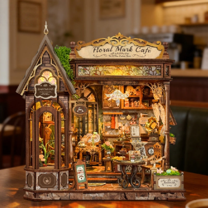 Ugeargeek Floral Mark Café Miniature Wooden Assembly