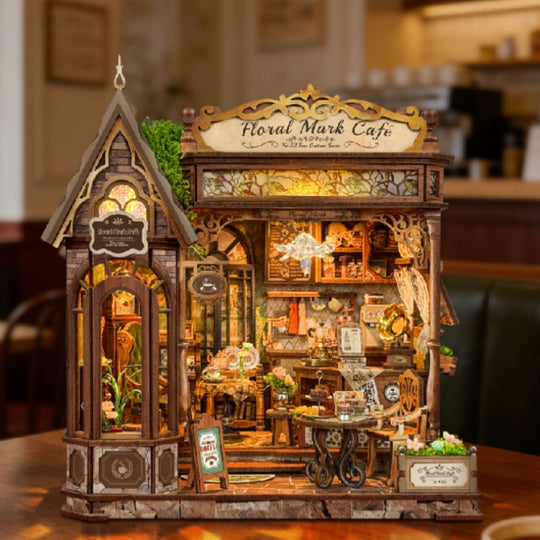 Ugeargeek Floral Mark Café Miniature Wooden Assembly