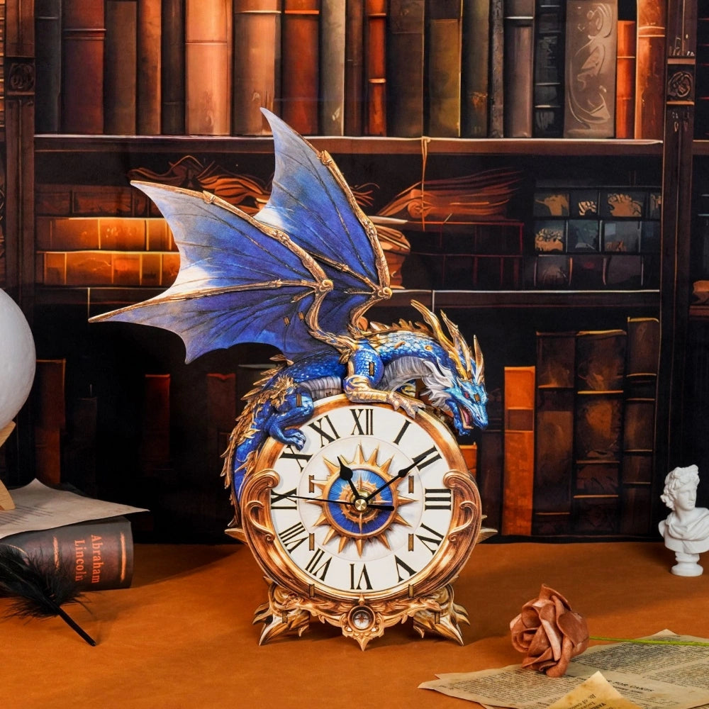 Ugeargeek Wooden Puzzle Wall Clock Series - Blue Dragon