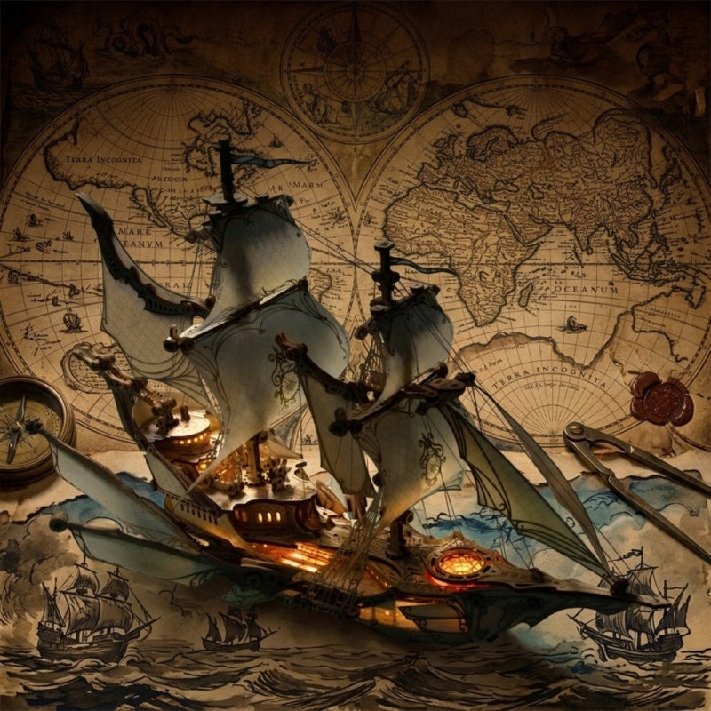 Ugeargeek Elf Ship Miniature Wooden Assembly