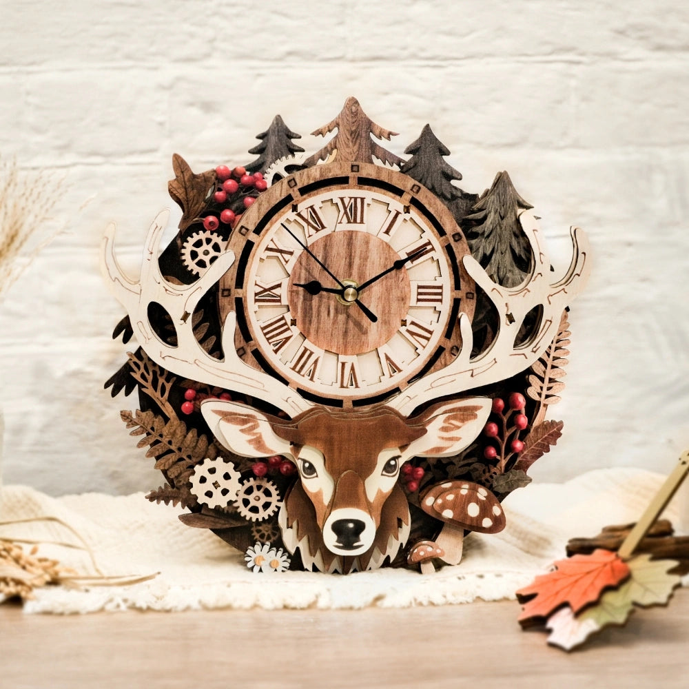 Ugeargeek Wooden Puzzle Wall Clock Series - Reindeer