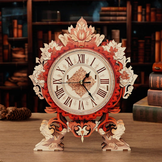 Ugeargeek Wooden Puzzle Wall Clock Series - Flame Flower