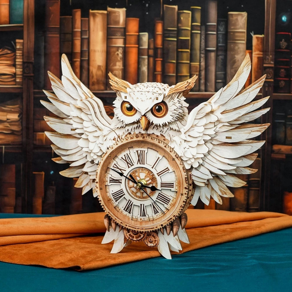 Ugeargeek Wooden Puzzle Wall Clock Series - Snowy Owl