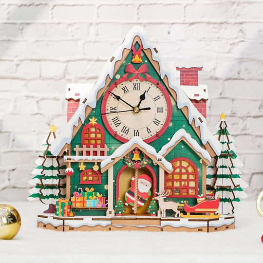 Ugeargeek Wooden Puzzle Wall Clock Series - Christmas Igloo