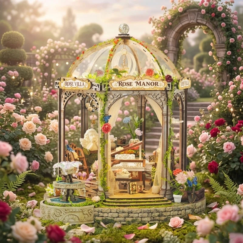 Ugeargeek Rose Gazebo Miniature Garden Kit