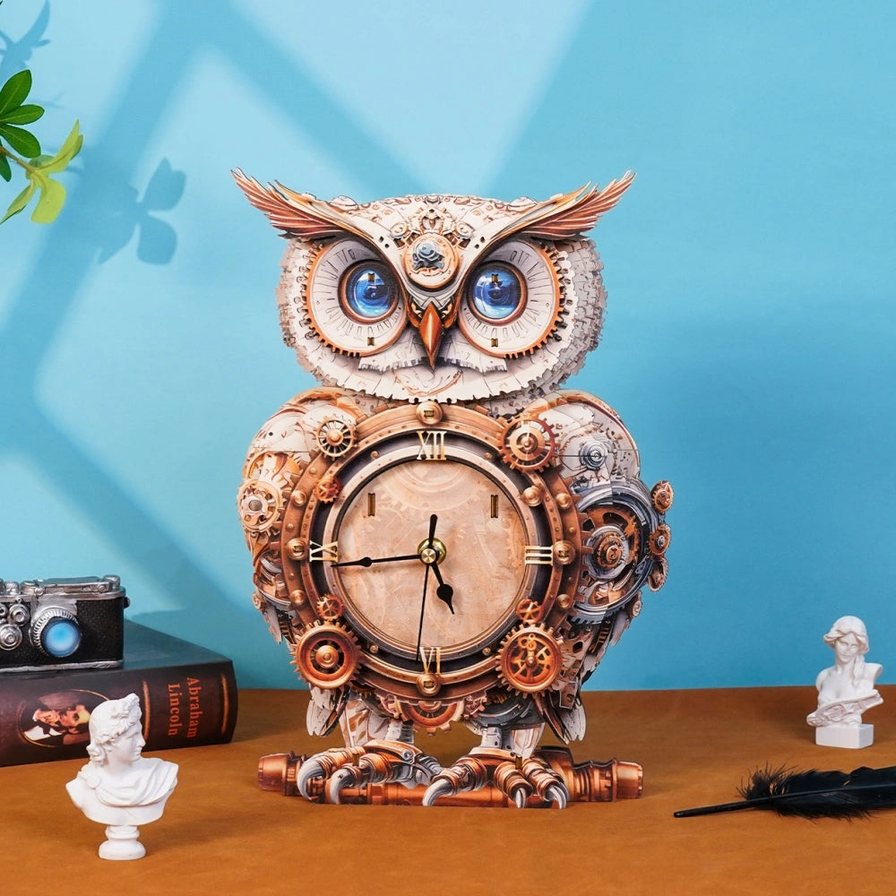 Ugeargeek Wooden Puzzle Wall Clock Series - Mechanical Owl