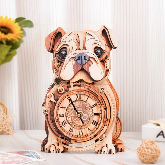 Ugeargeek Wooden Puzzle Wall Clock Series - Bulldog