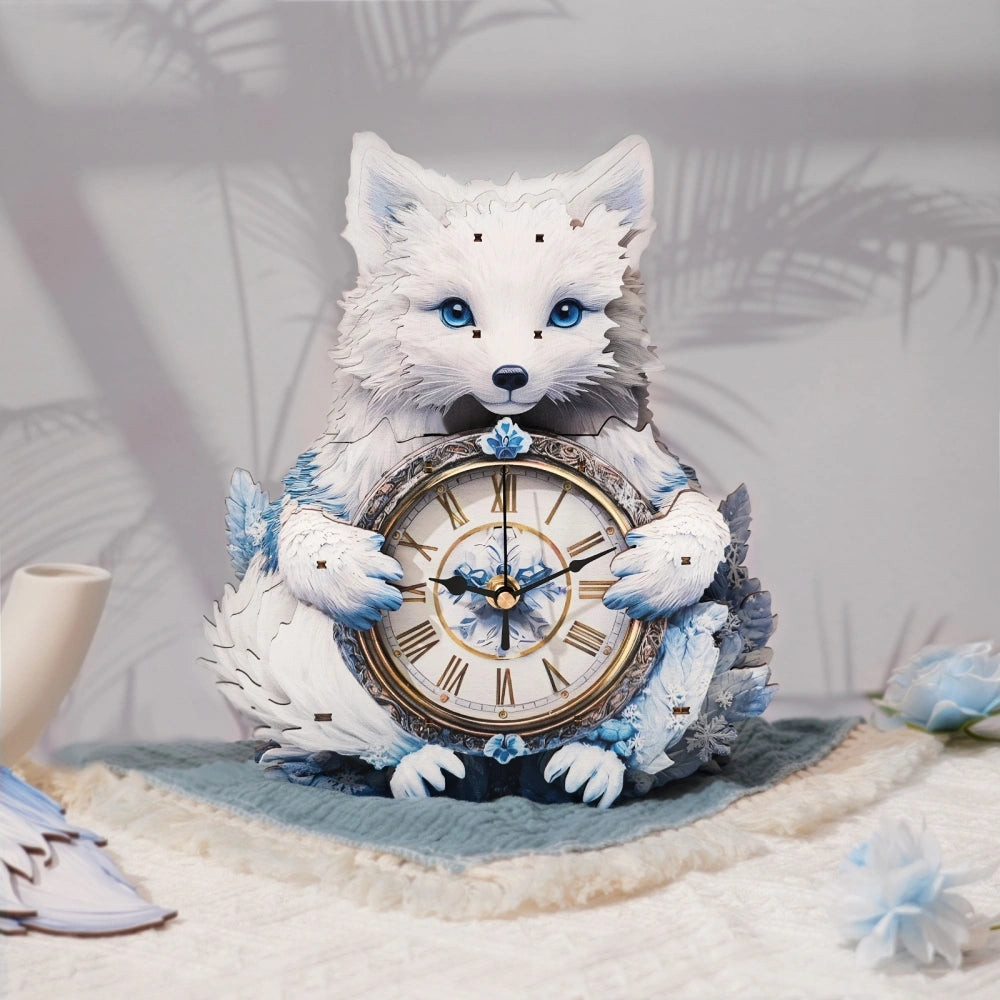 Ugeargeek Wooden Puzzle Wall Clock Series - Arctic Fox