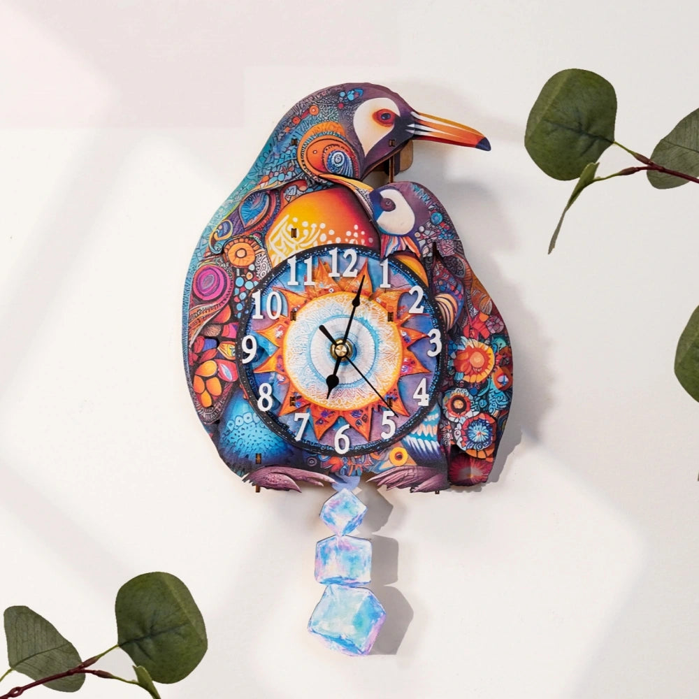 Ugeargeek Wooden Puzzle Wall Clock Series - Penguin
