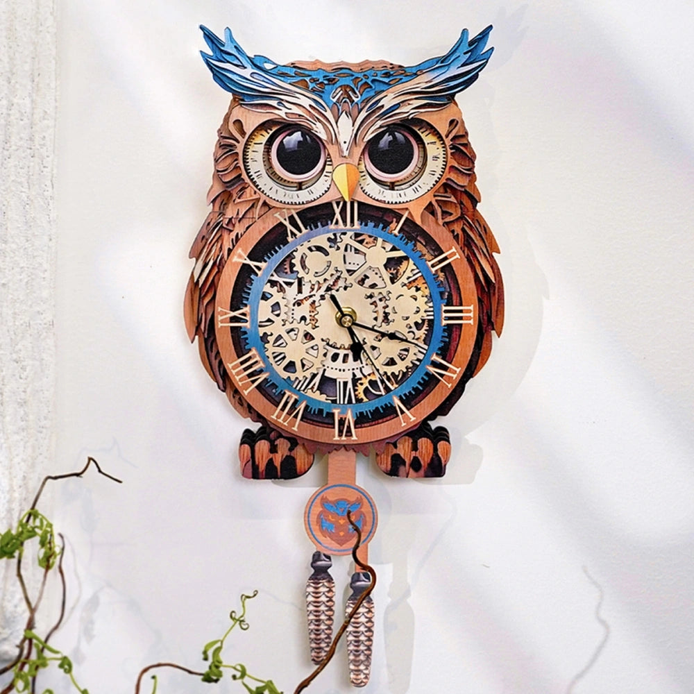 Ugeargeek Wooden Puzzle Wall Clock Series - Owl