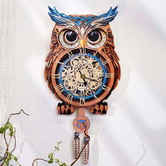 Ugeargeek Wooden Puzzle Wall Clock Series - Owl