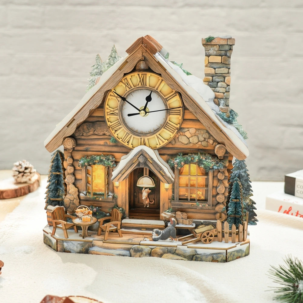 Ugeargeek Wooden Puzzle Wall Clock Series - Swiss Chalet