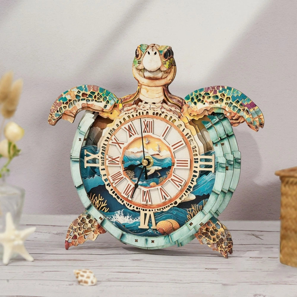 Ugeargeek Wooden Puzzle Wall Clock Series - Sea Turtle