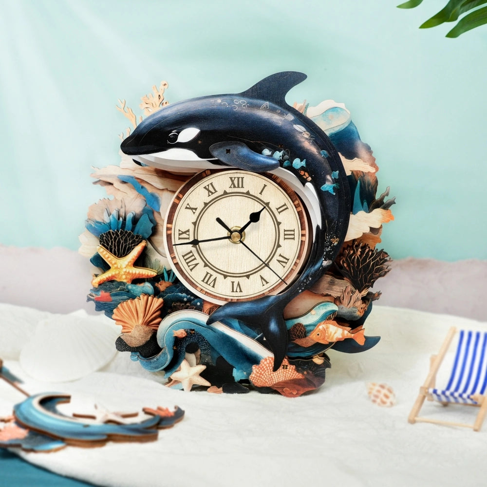Ugeargeek Wooden Puzzle Wall Clock Series - Orca