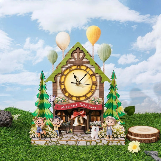 Ugeargeek Wooden Puzzle Wall Clock Series - Balloon Cottage