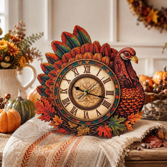 Ugeargeek Wooden Puzzle Wall Clock Series - Thanksgiving Turkey