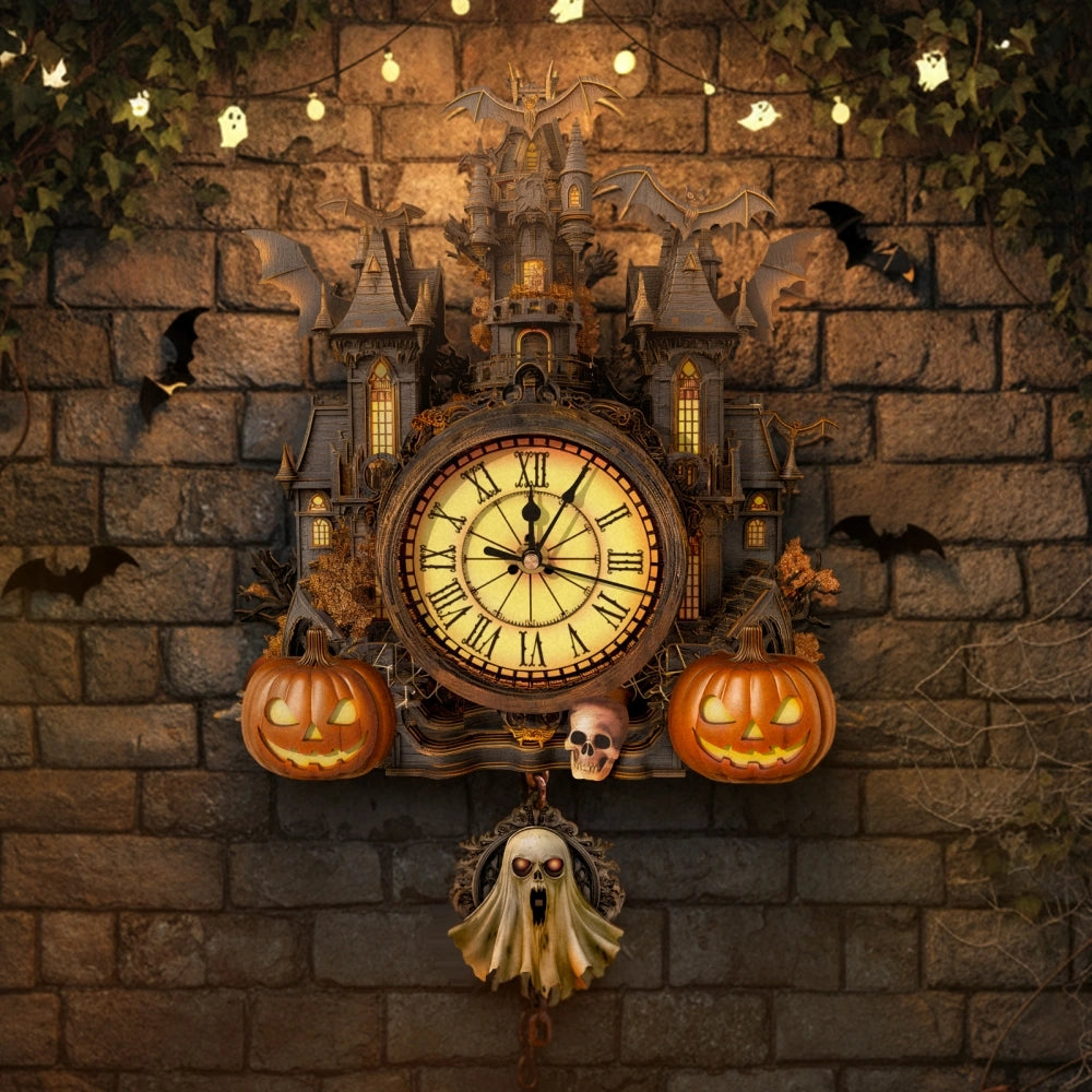 Ugeargeek Wooden Halloween Cottage Wall Clock Puzzle
