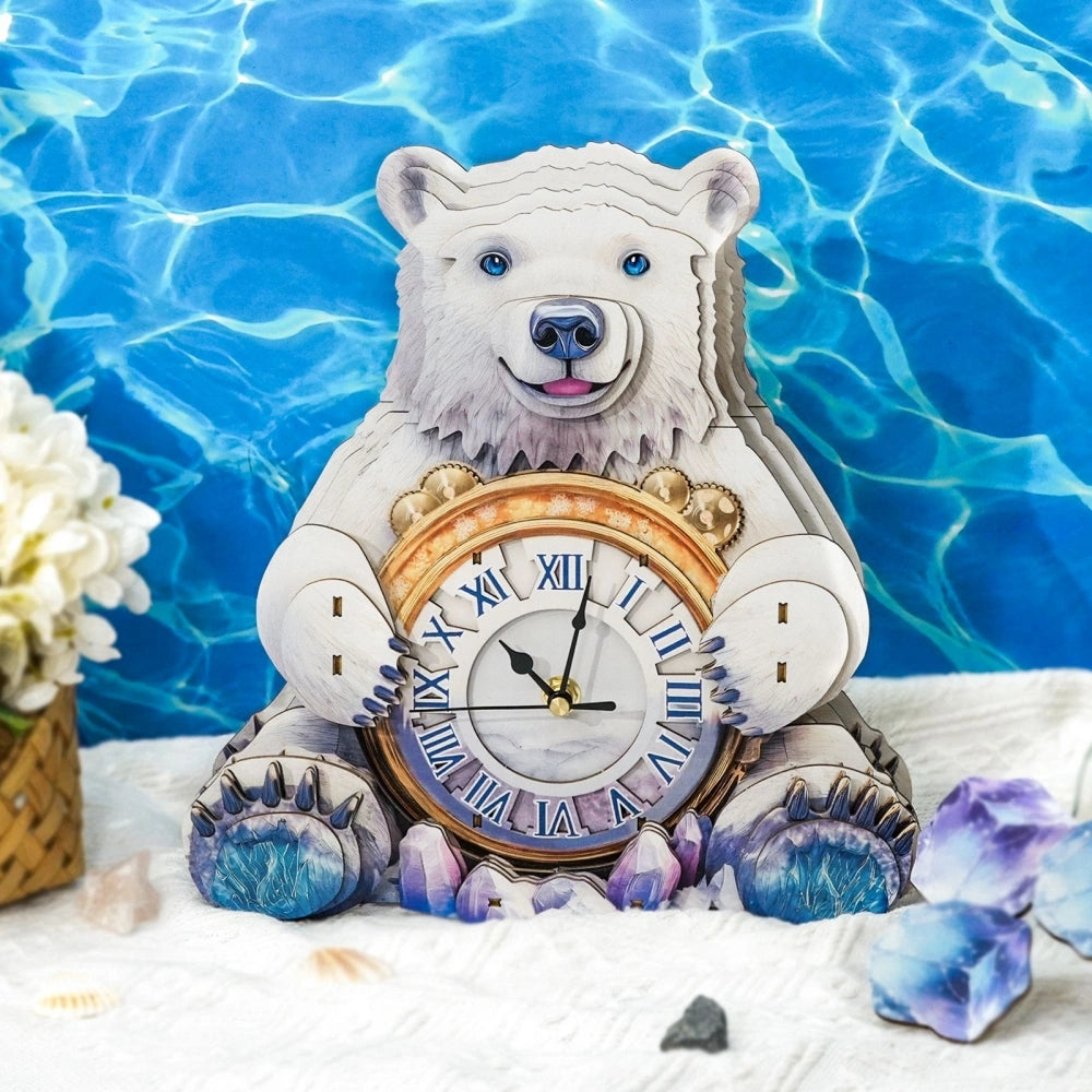 Ugeargeek Wooden Puzzle Wall Clock Series - Polar Bear