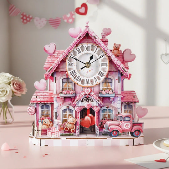 Ugeargeek Wooden Puzzle Wall Clock Series - Romantic Cottage