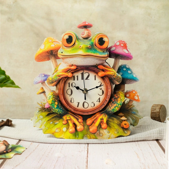 Ugeargeek Wooden Puzzle Wall Clock Series - Mushroom Frog