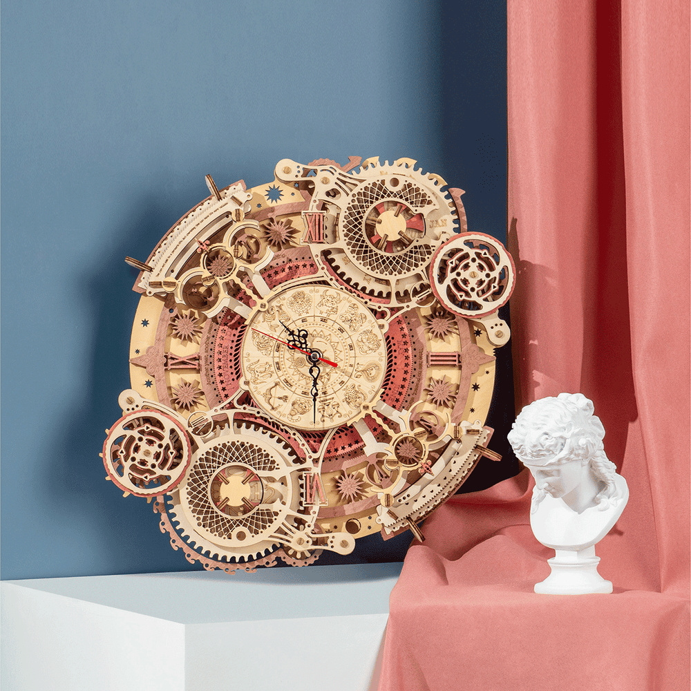 Zodiac Wall Clock Mechanical Time Art Engine LC601 Rokr