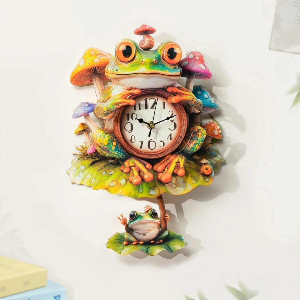 Ugeargeek Wooden Puzzle Wall Clock Series - Mushroom Frog
