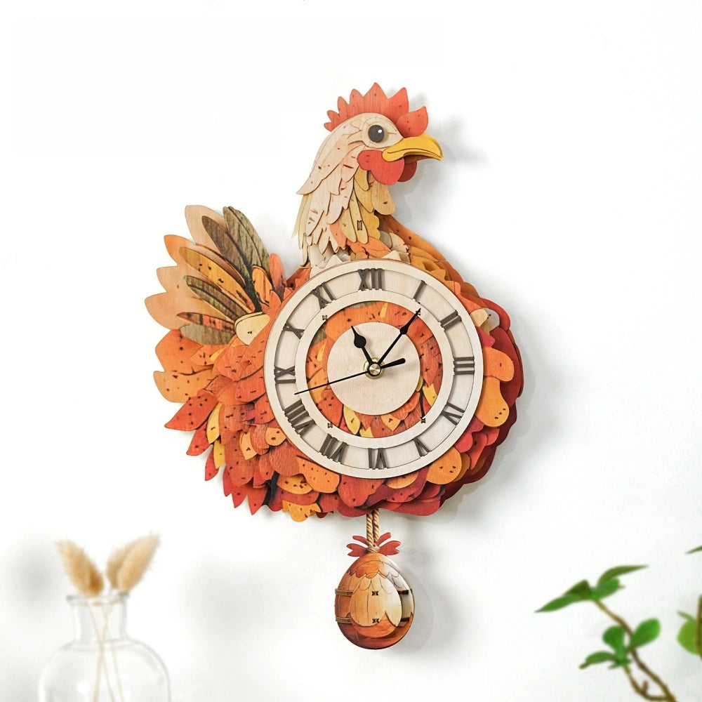 Ugeargeek Wooden Puzzle Wall Clock Series - Hen