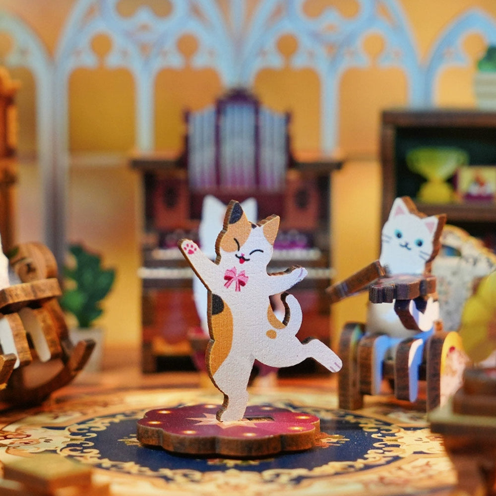 Rassemblement de chats Boîte à musique puzzle en bois 3D Ugeargeek