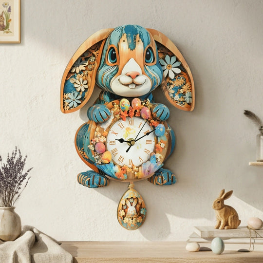 Ugeargeek Wooden Puzzle Wall Clock Series - Easter Bunny