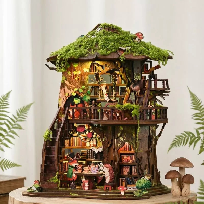 Magic Treehouse Library DIY Wooden Miniature Book Nook Kit