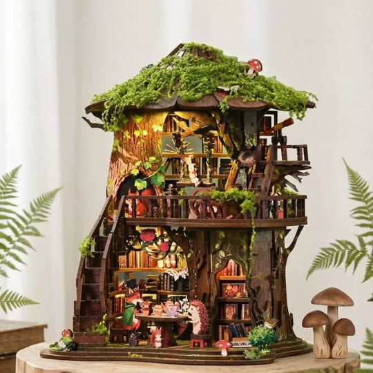 Magic Treehouse Library DIY Wooden Miniature Book Nook Kit