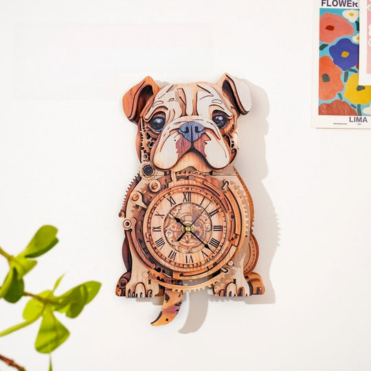 Ugeargeek Wooden Puzzle Wall Clock Series - Bulldog