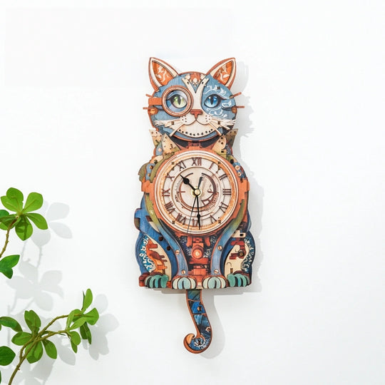 Ugeargeek Wooden Puzzle Wall Clock Series - Detective Cat