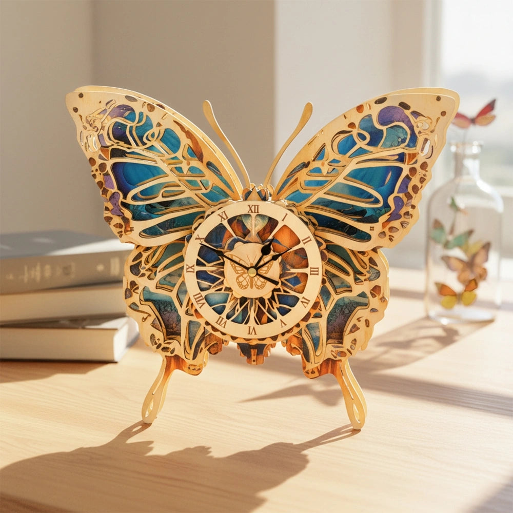 Ugeargeek Wooden Puzzle Wall Clock Series - Butterfly