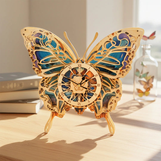 Ugeargeek Wooden Puzzle Wall Clock Series - Butterfly