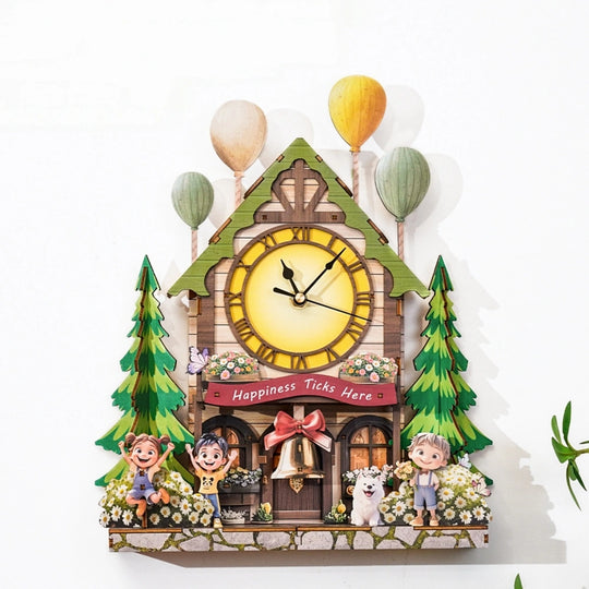 Ugeargeek Wooden Puzzle Wall Clock Series - Balloon Cottage