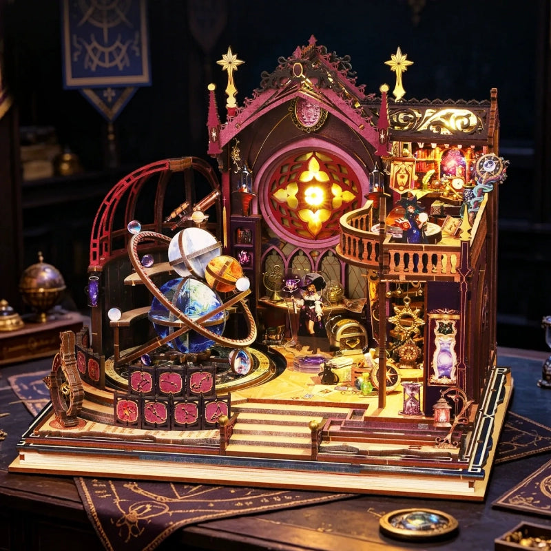 Wizard's Observatory Celestial Journey 3D Wooden Book Nook Kit